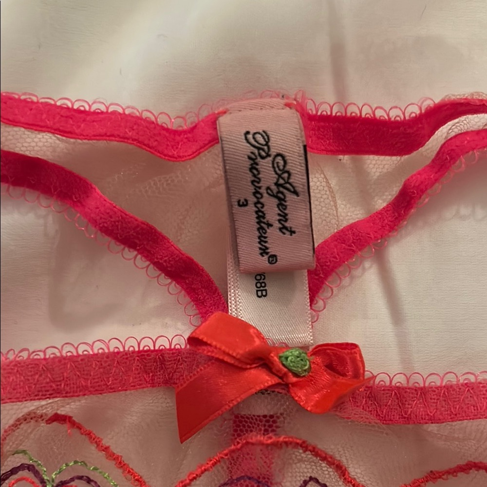 Agent Provocateur Pink and Red Lace Bra - Picture 3 of 6